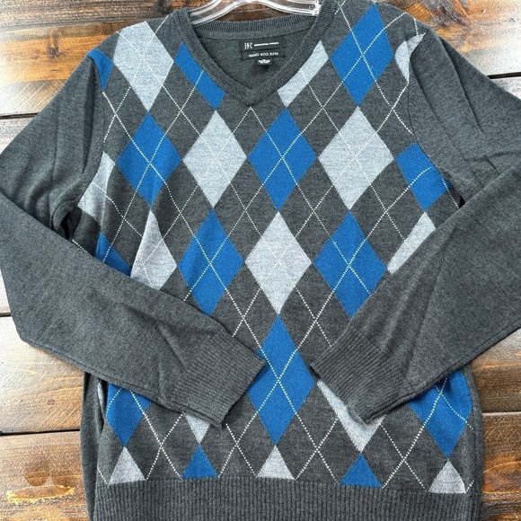 I.N.C. International Concepts Argyle Sweater Men Medium Merino Wool - Picture 10 of 10